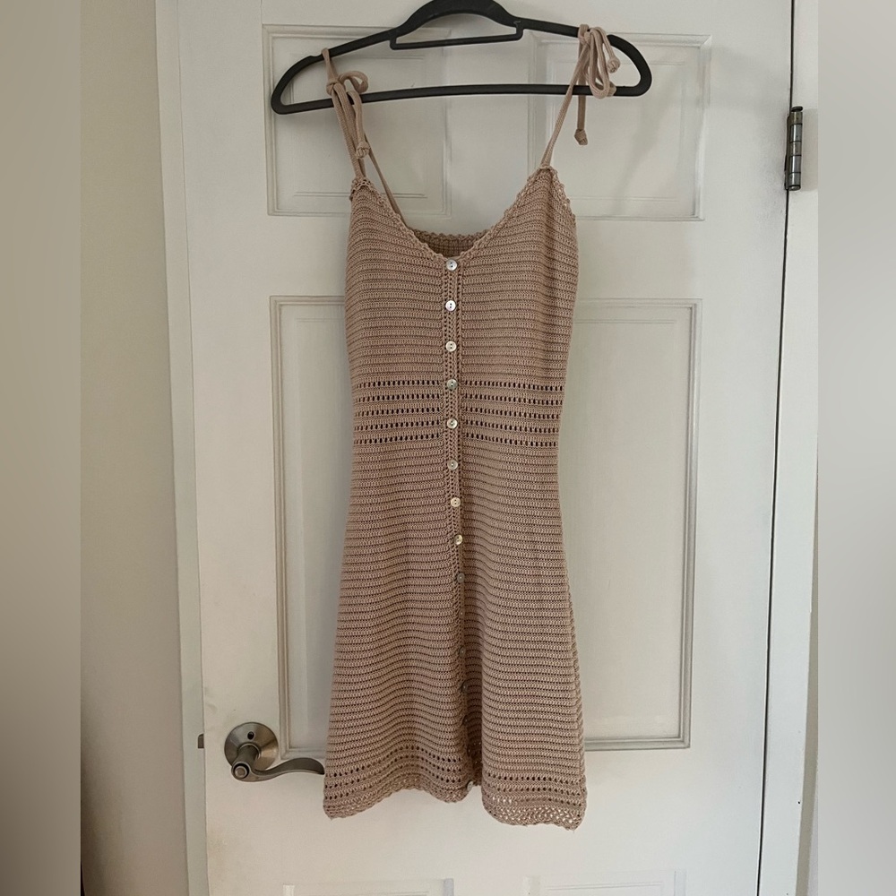 OAK + FORT Beige Knit Mini Dress
